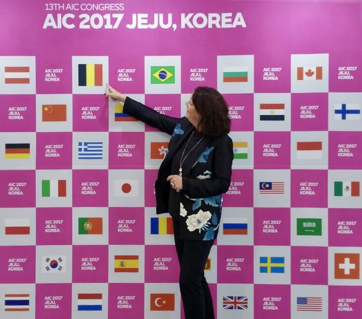 Jeannette points to Belgian memebership of ICA-Belgium at AIC 2017, Korea